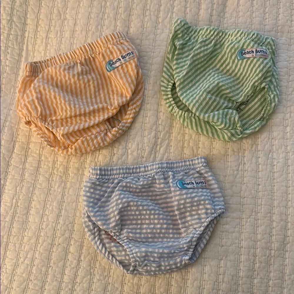 Baby Aspen Orange and Green Diaper Covers with Whimsical Sea Creature Designs